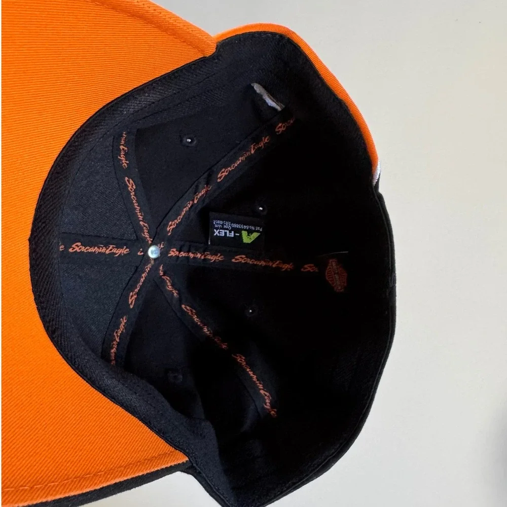Harley Davidson Screamin Eagle Performance Parts Black Orange Flame A-Flex Hat
